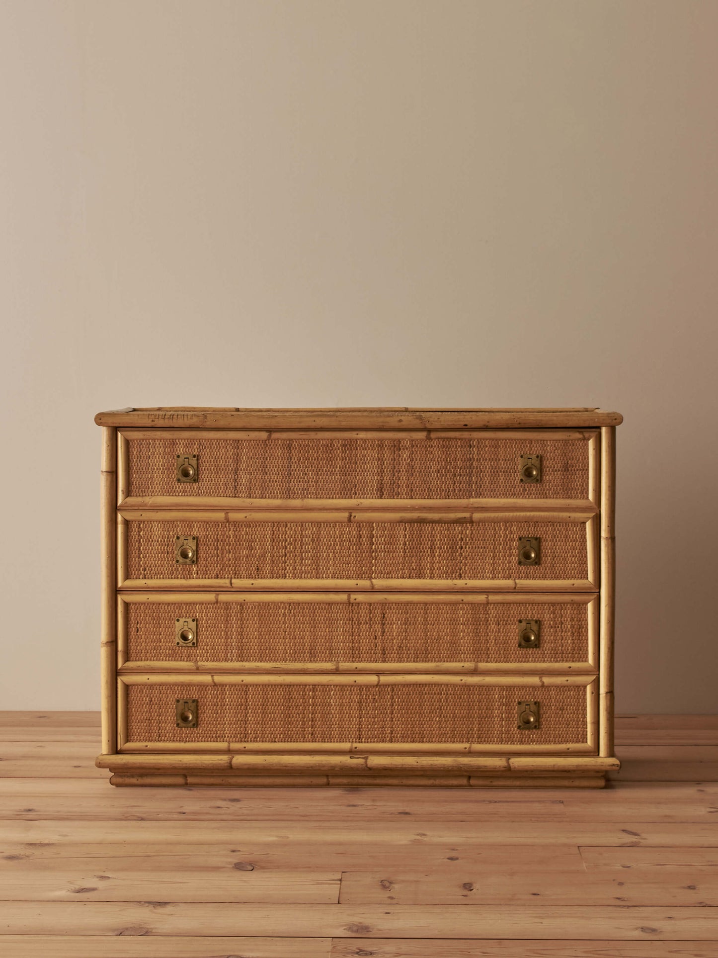 Mid-century Italian Dal Vera rattan chest of drawers