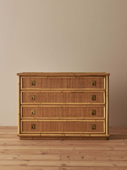 Mid-century Italian Dal Vera rattan chest of drawers