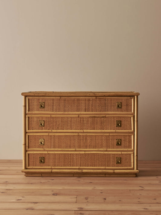 Mid-century Italian Dal Vera rattan chest of drawers