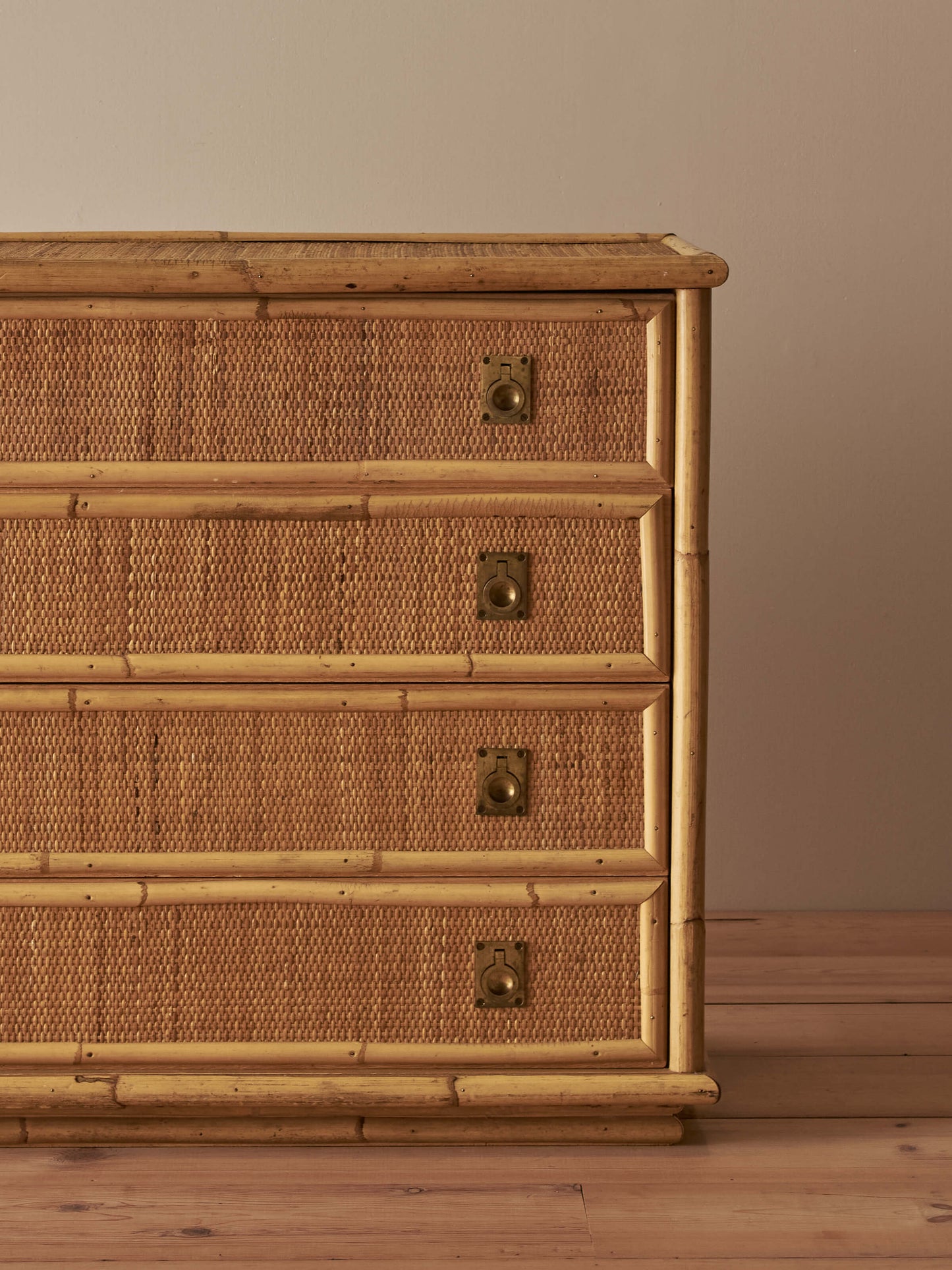 Mid-century Italian Dal Vera rattan chest of drawers