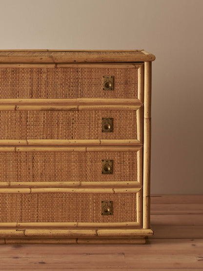 Mid-century Italian Dal Vera rattan chest of drawers