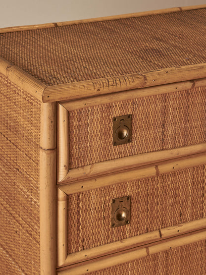 Mid-century Italian Dal Vera rattan chest of drawers
