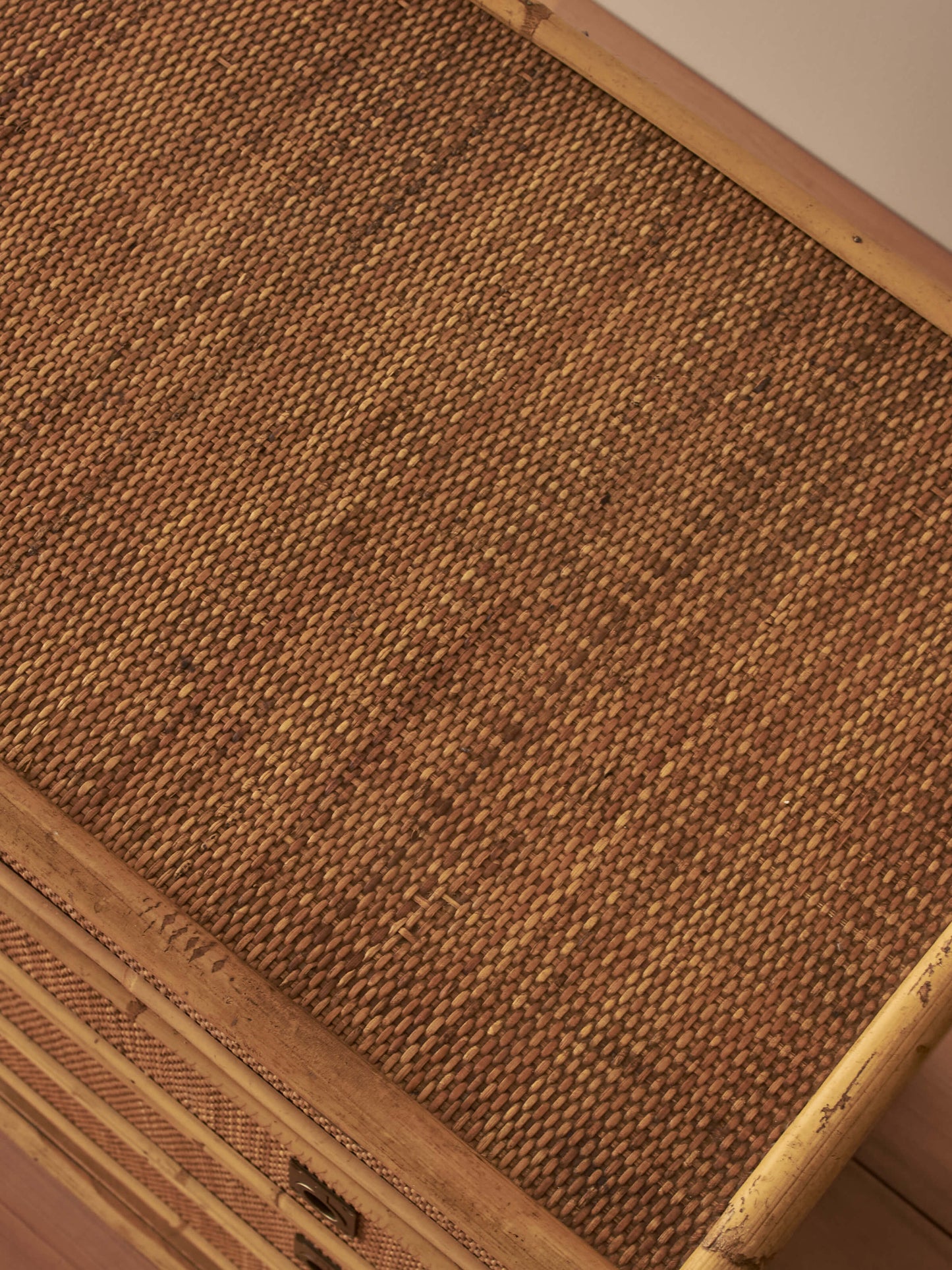 Mid-century Italian Dal Vera rattan chest of drawers