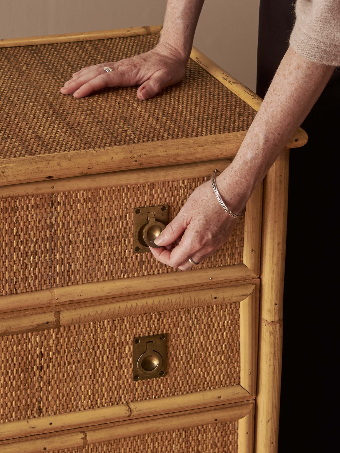 Mid-century Italian Dal Vera rattan chest of drawers
