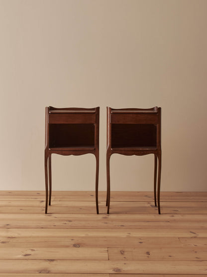 Pair of vintage French oak bedside tables