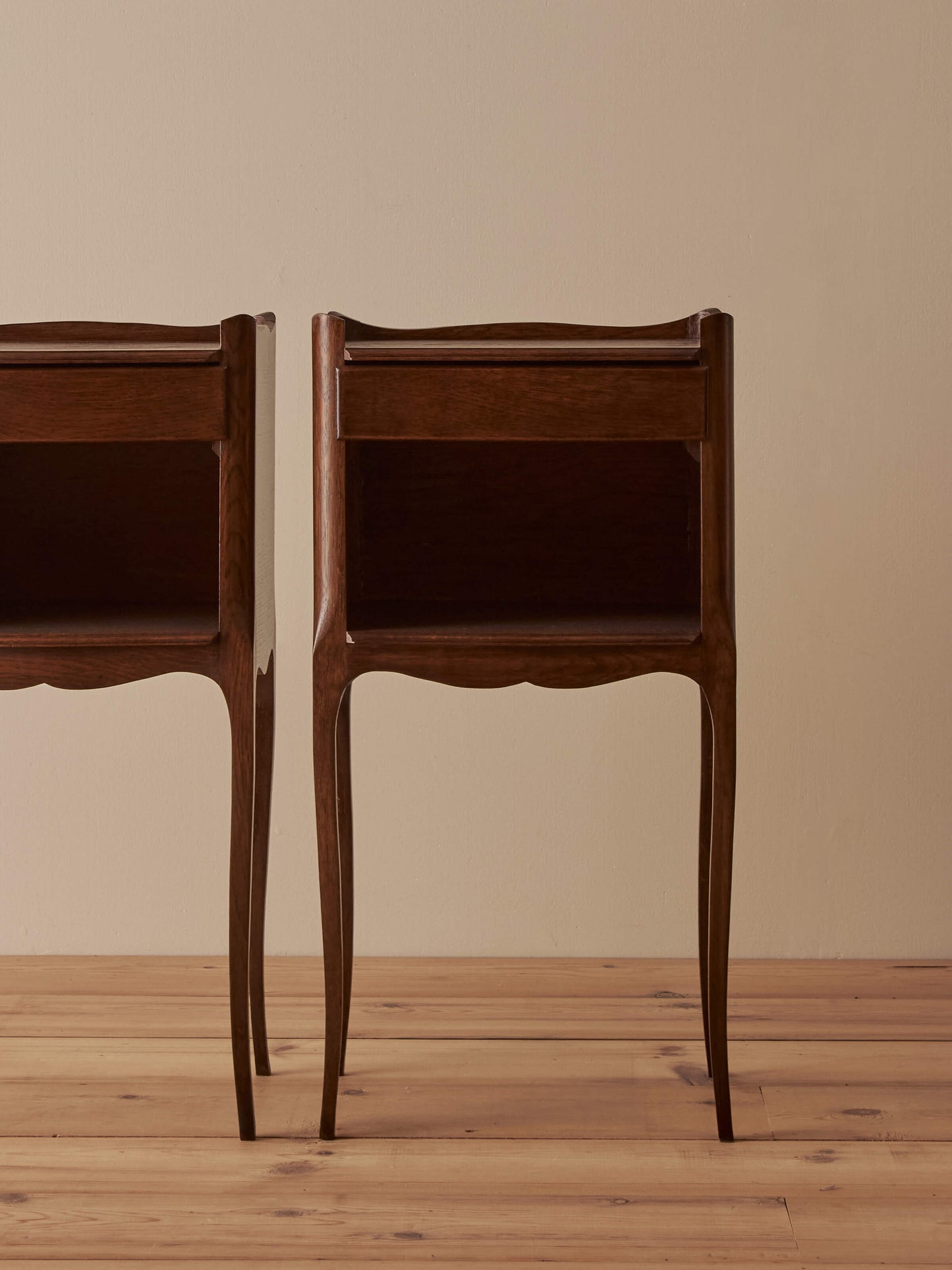 Pair of vintage French oak bedside tables