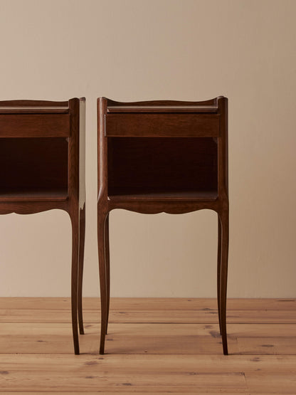 Pair of vintage French oak bedside tables