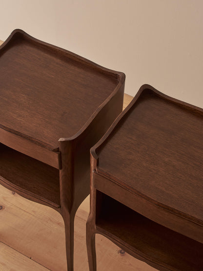 Pair of vintage French oak bedside tables