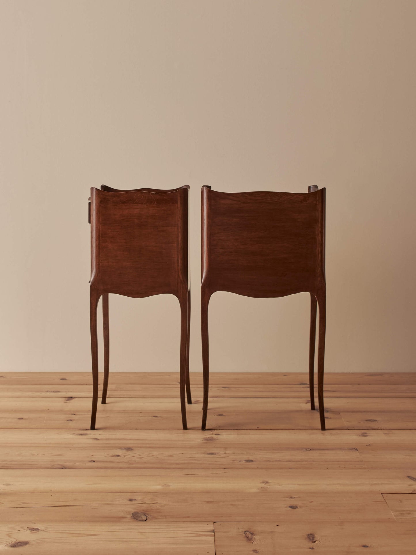 Pair of vintage French oak bedside tables