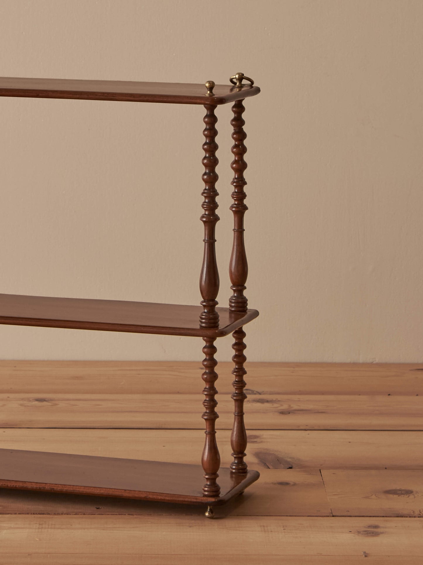 Antique mahogany bobbin wall shelf