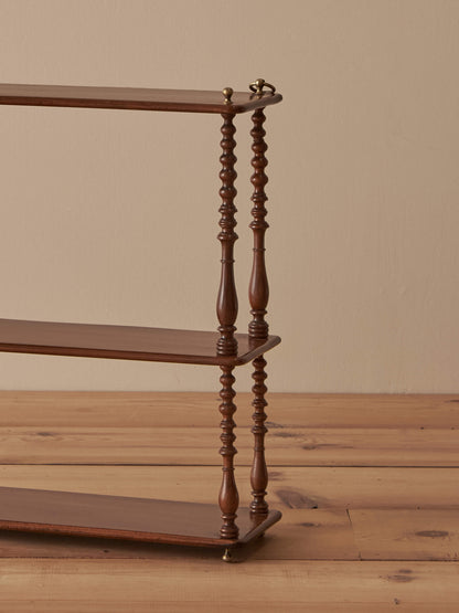 Antique mahogany bobbin wall shelf