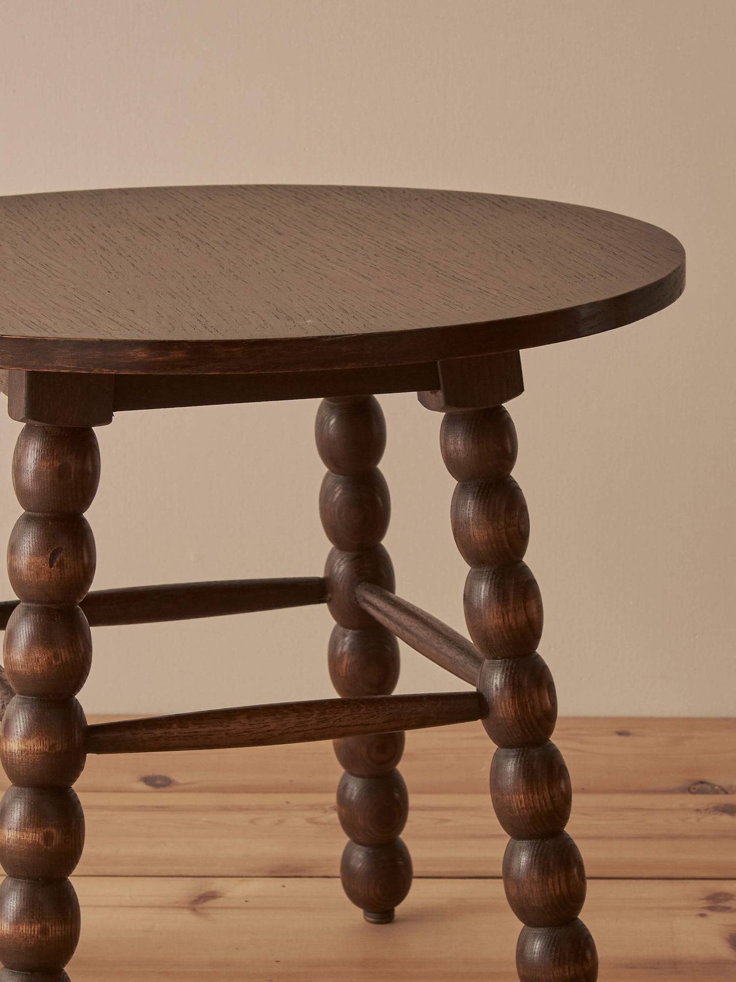French vintage oak bobbin side table