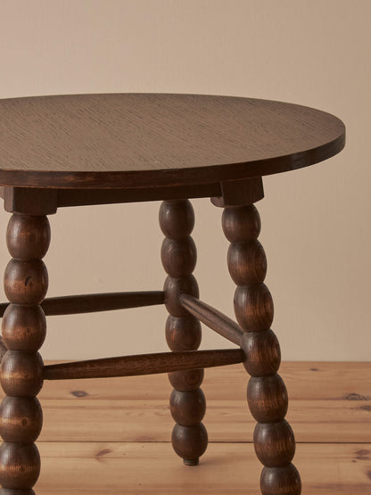 French vintage oak bobbin side table