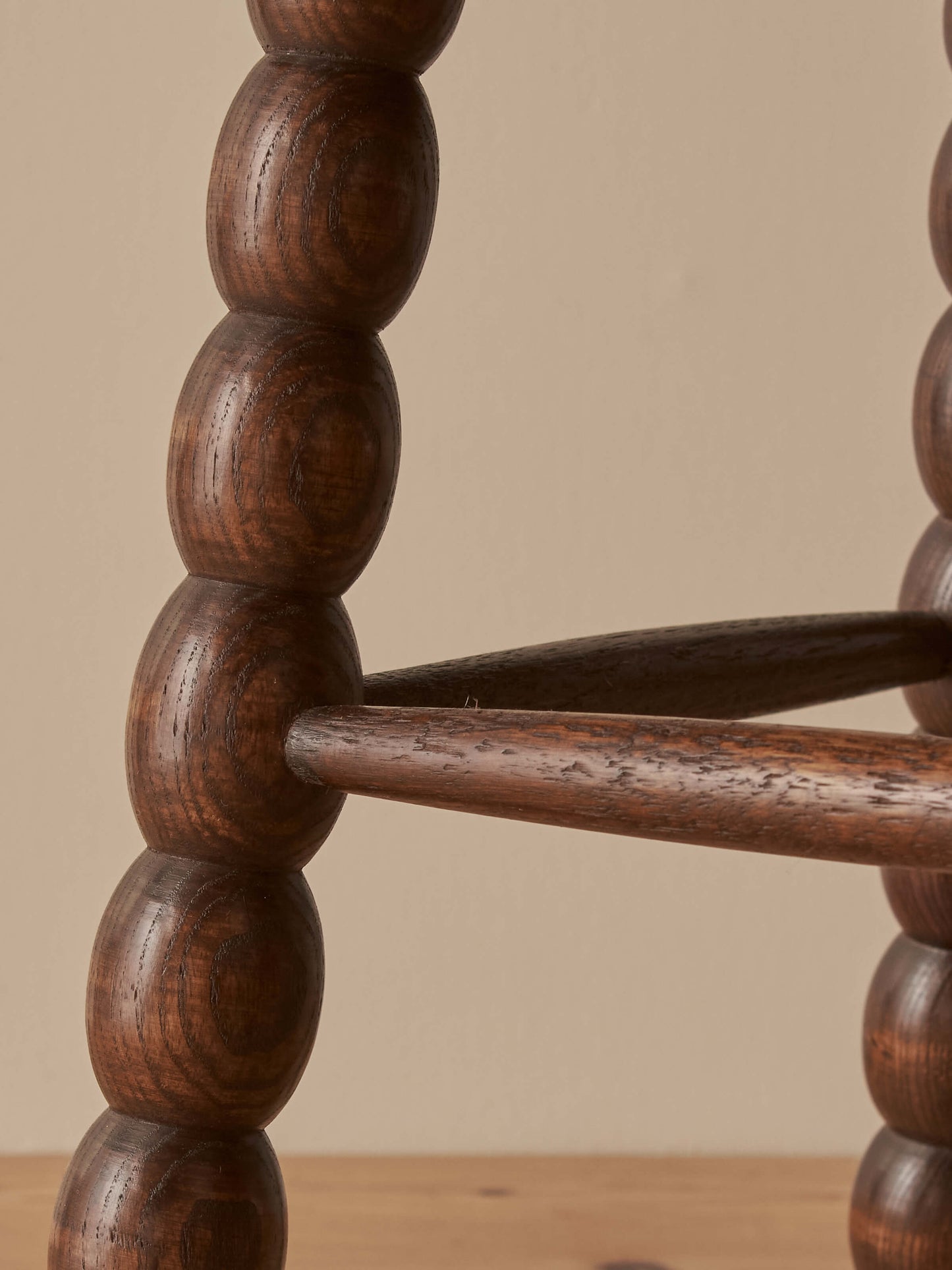 French vintage oak bobbin side table