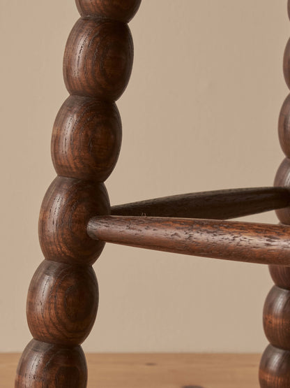 French vintage oak bobbin side table