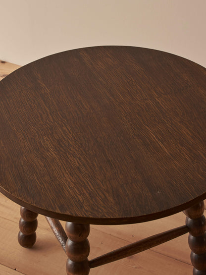 French vintage oak bobbin side table