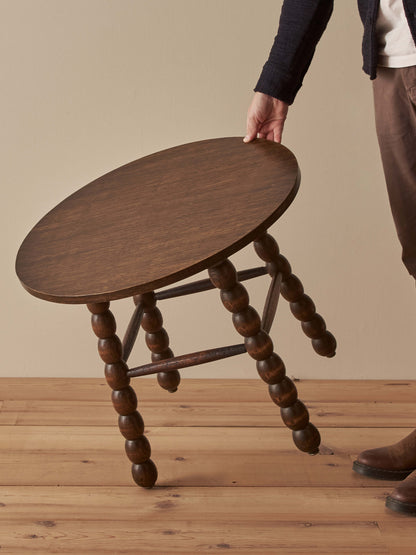 French vintage oak bobbin side table