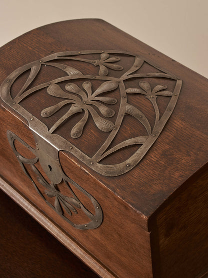 Art Nouveau oak box with metal motif