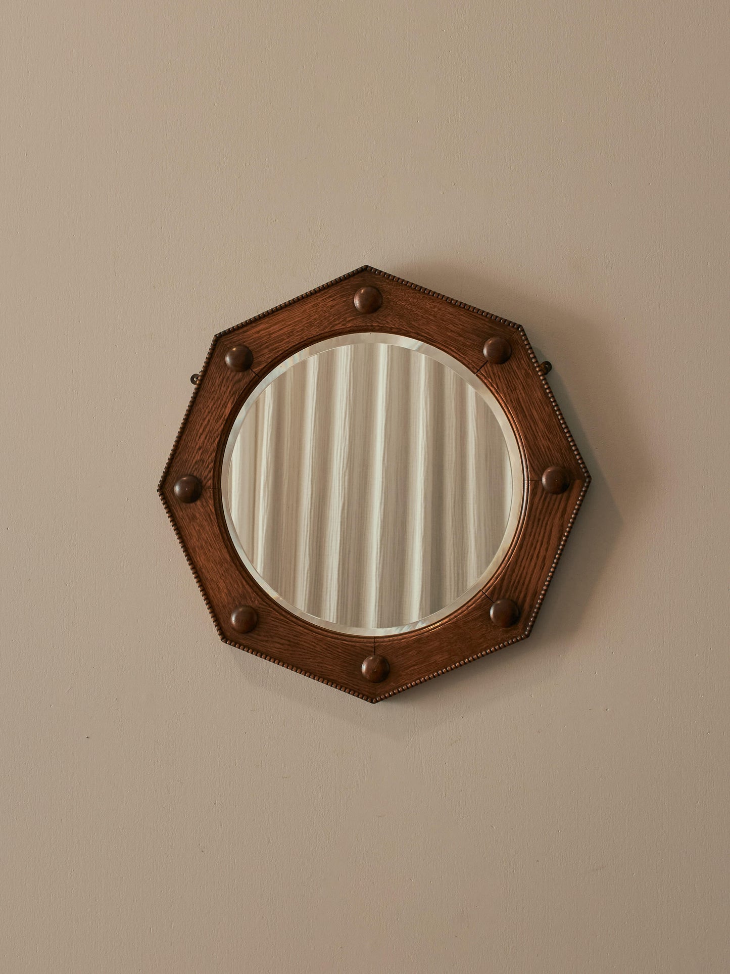 ON HOLD Edwardian oak octagonal mirror