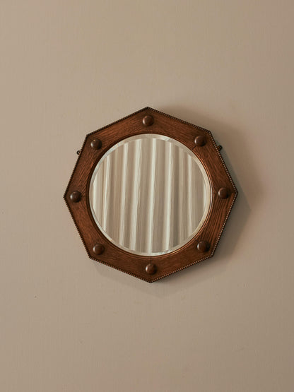ON HOLD Edwardian oak octagonal mirror
