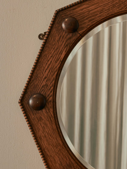 ON HOLD Edwardian oak octagonal mirror