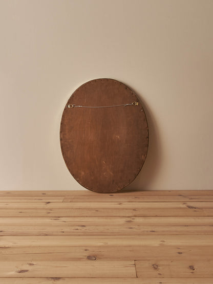 Arts and Crafts oval hammered brass mirror