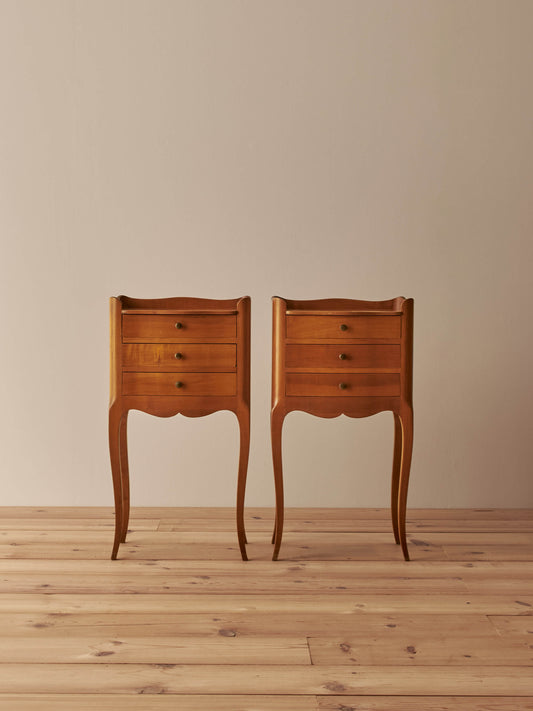 Pair of French cherry bedside tables