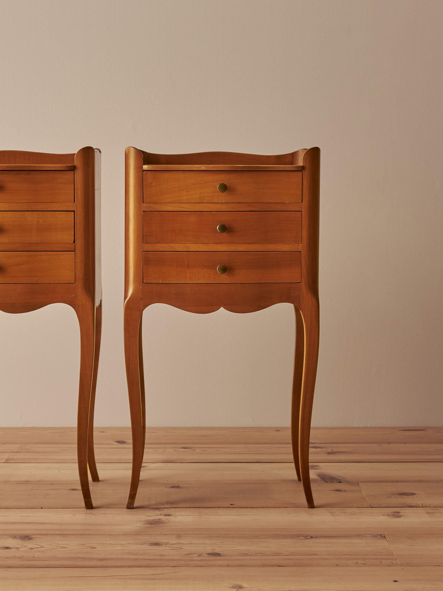 Pair of French cherry bedside tables