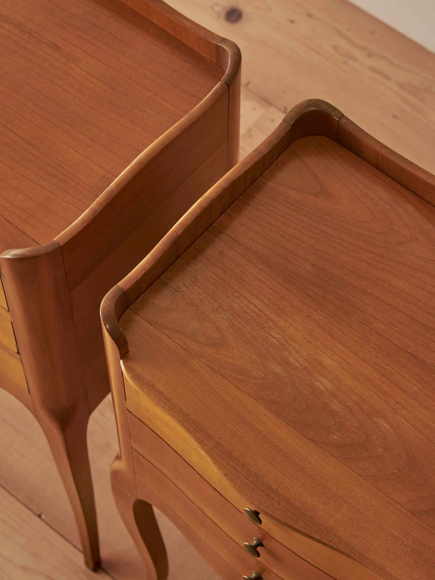 Pair of French cherry bedside tables