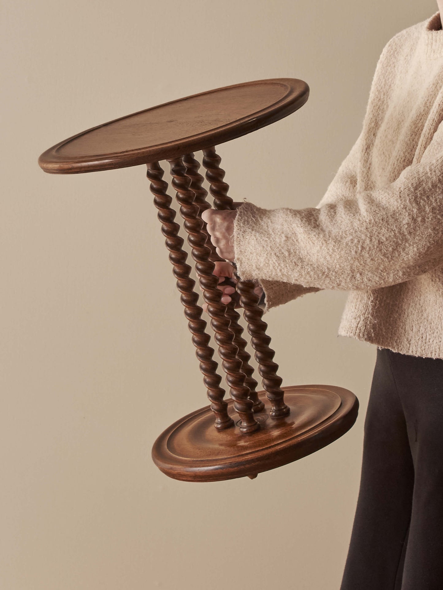 French vintage table with twisted columns