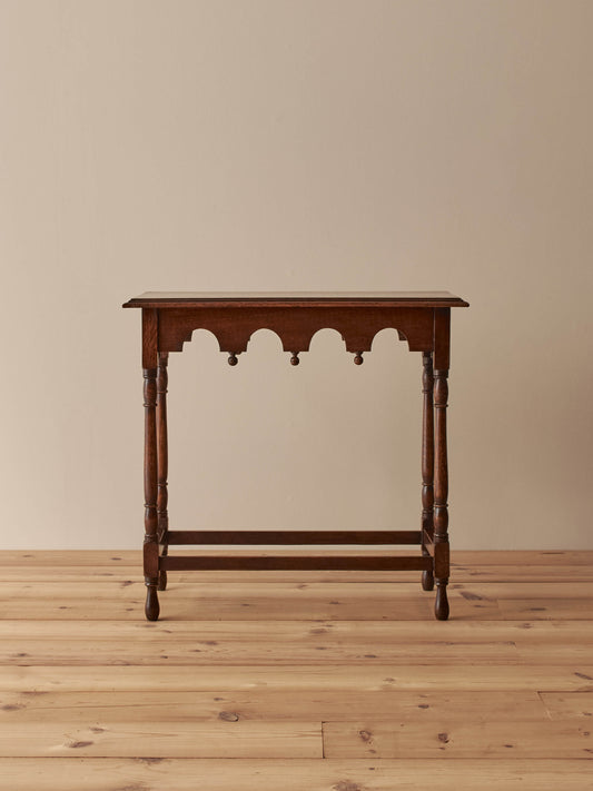 Vintage oak rectangular table with decorative apron