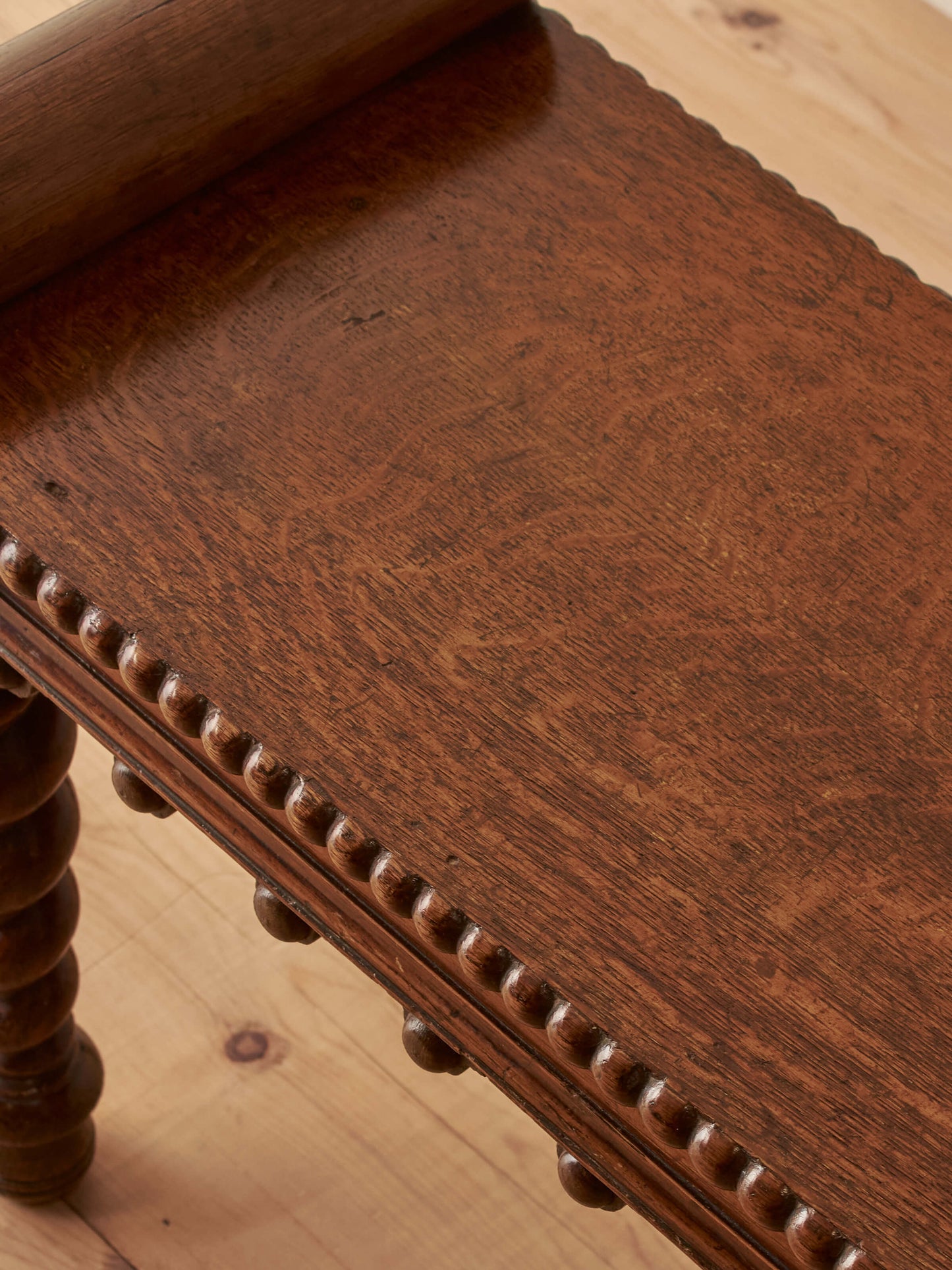 Victorian oak bench with barley twist legs