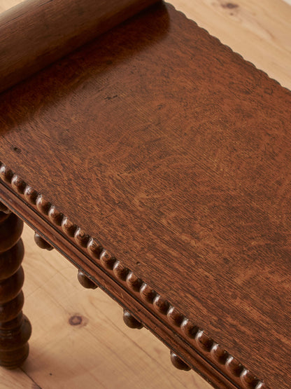 Victorian oak bench with barley twist legs