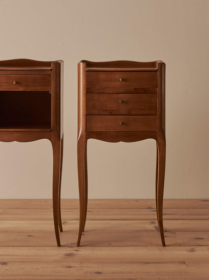 Pair of French vintage cherry bedside tables