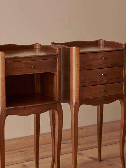 Pair of French vintage cherry bedside tables