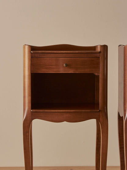 Pair of French vintage cherry bedside tables