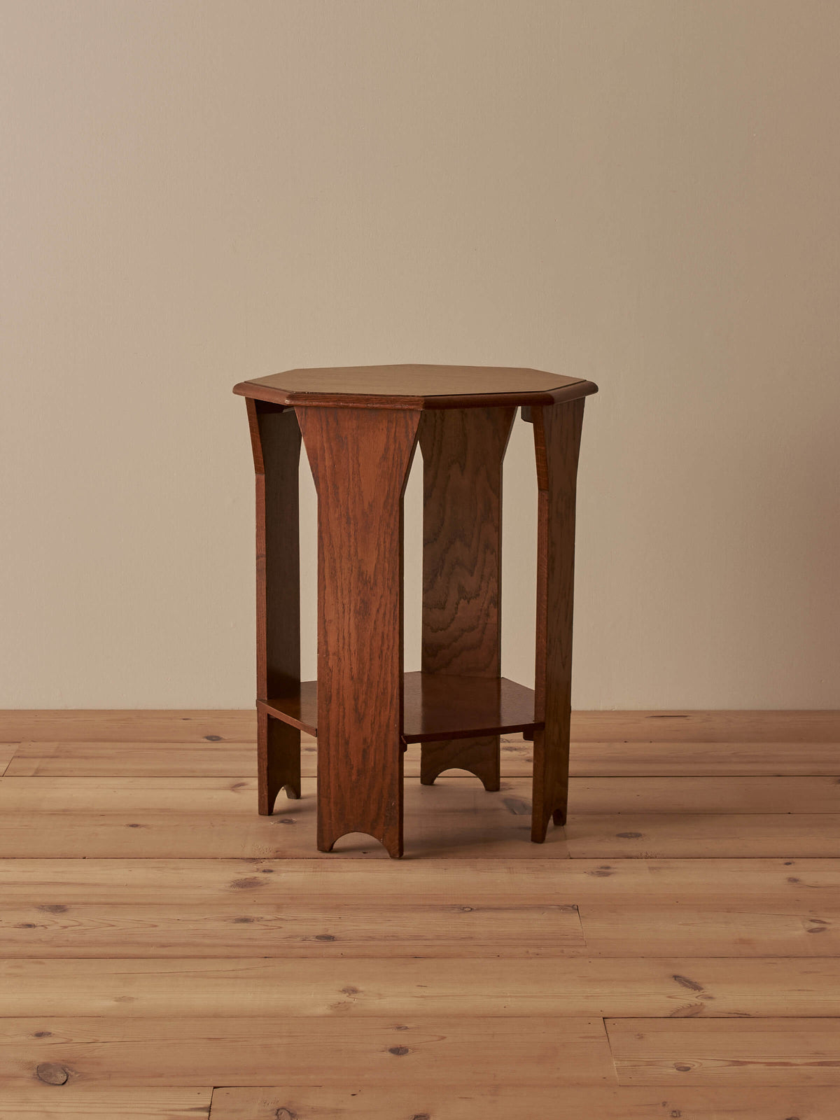 Mid-century vintage octagonal oak side table