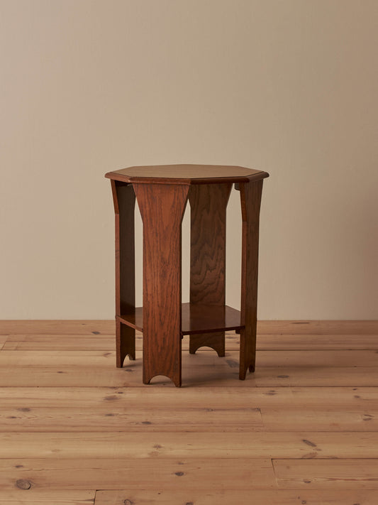 Mid-century vintage octagonal oak side table