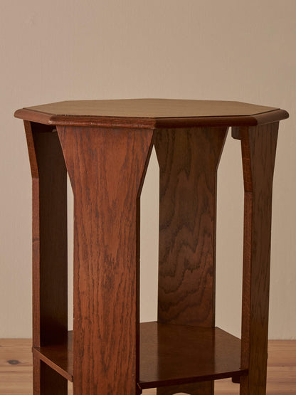 Mid-century vintage octagonal oak side table
