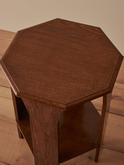 Mid-century vintage octagonal oak side table
