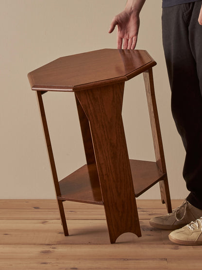 Mid-century vintage octagonal oak side table