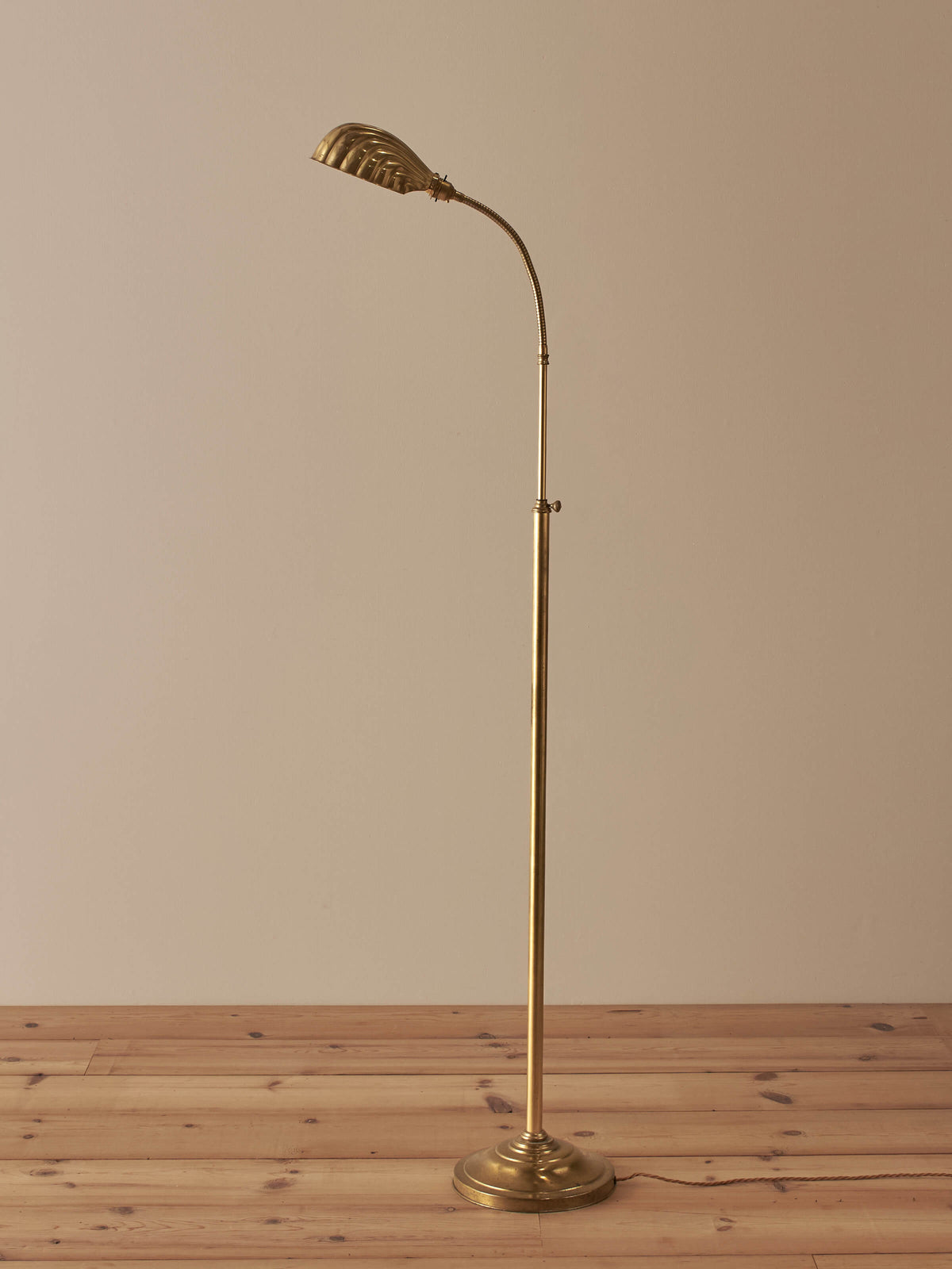 Mid-century vintage Christopher Wray brass clam floor lamp