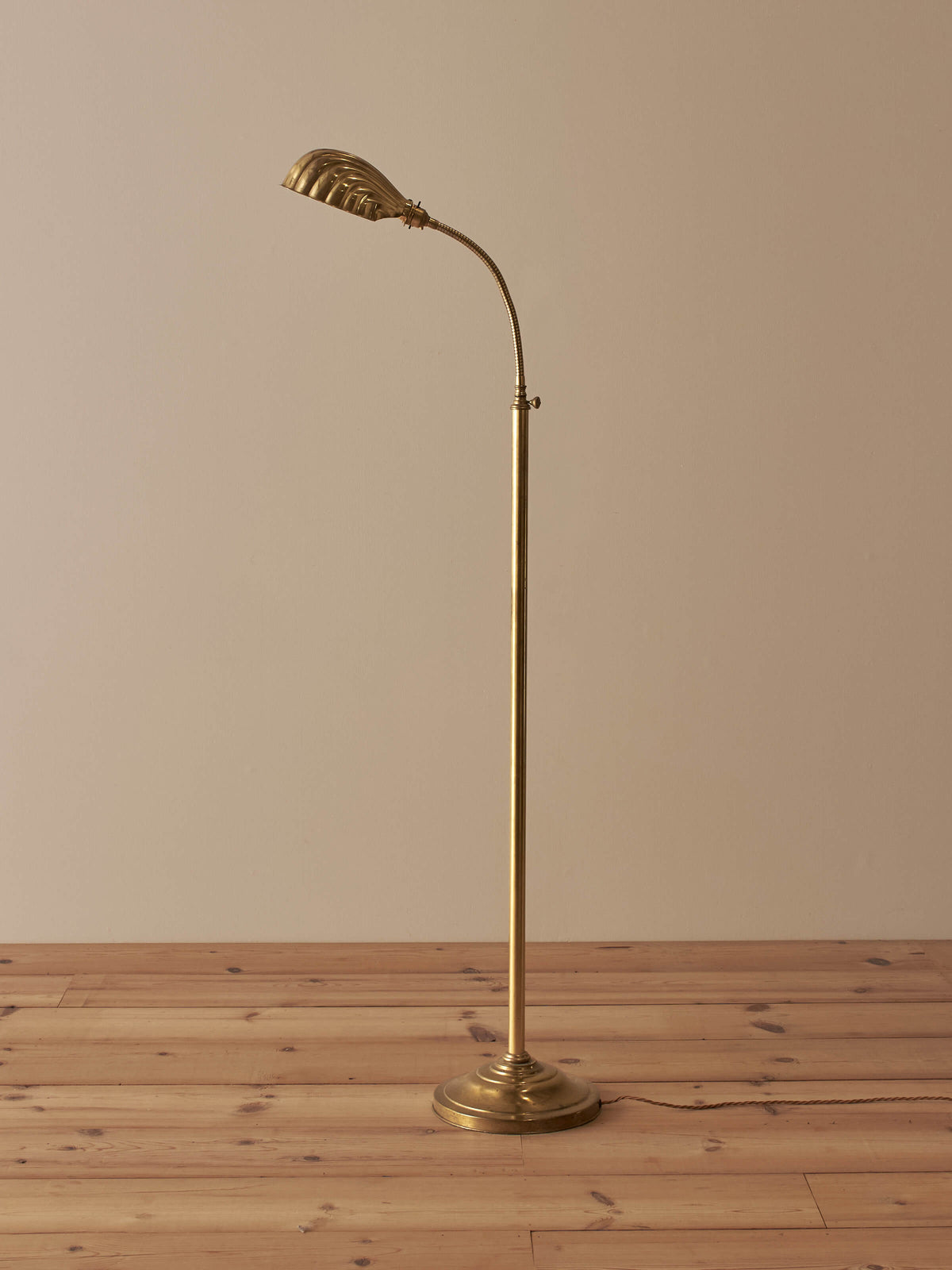 Mid-century vintage Christopher Wray brass clam floor lamp