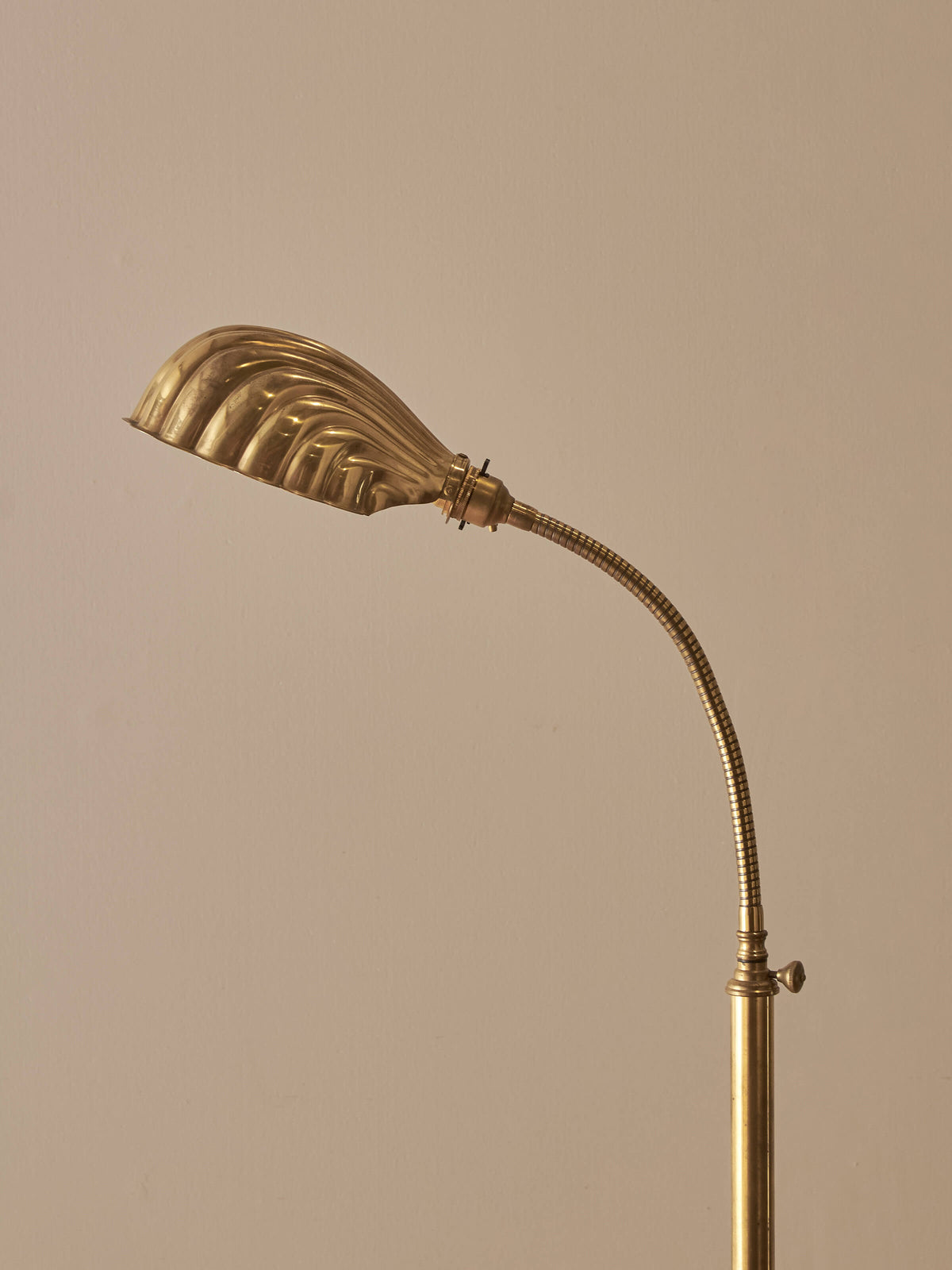 Mid-century vintage Christopher Wray brass clam floor lamp