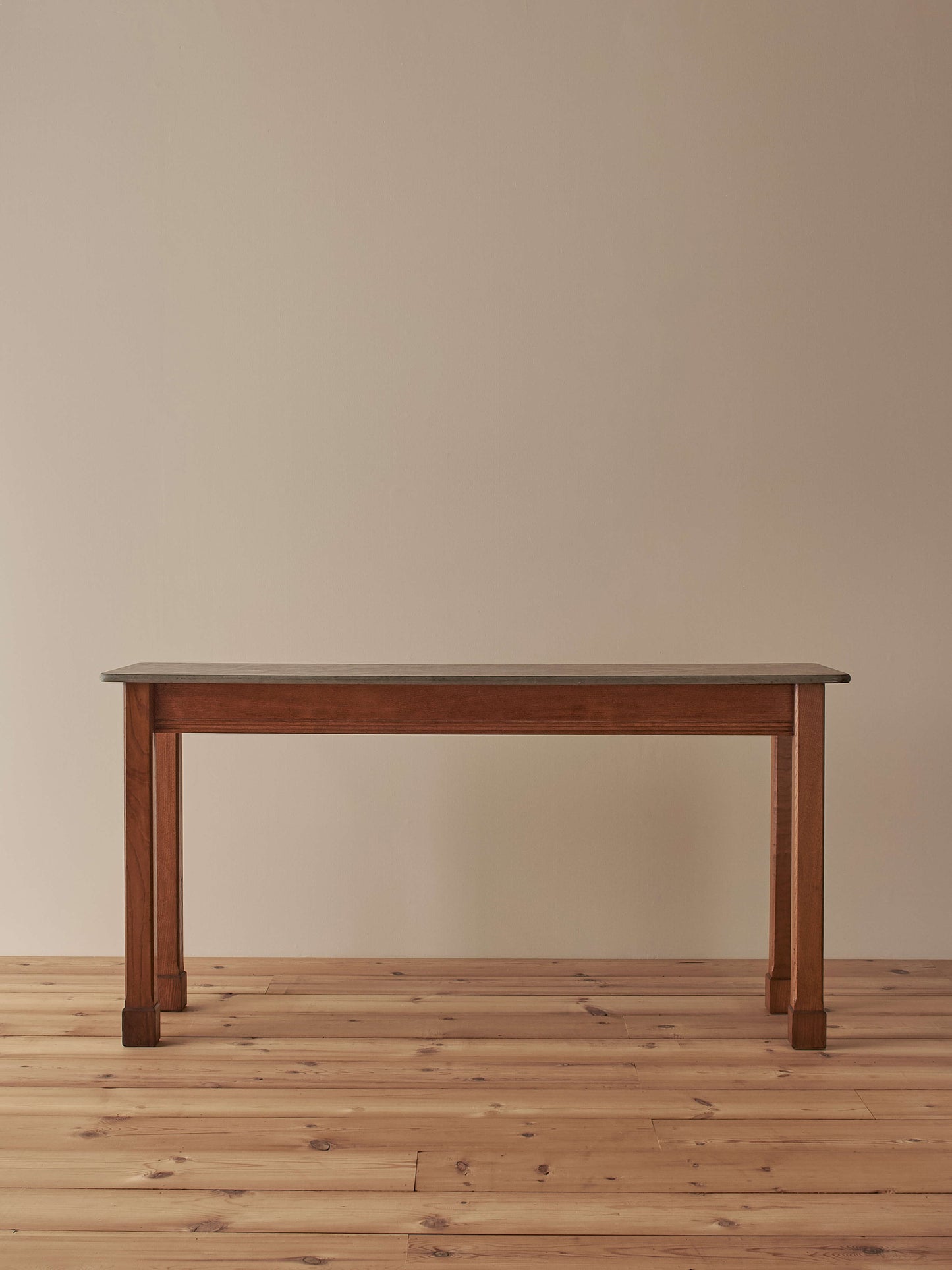 20th-century walnut console table with slate top