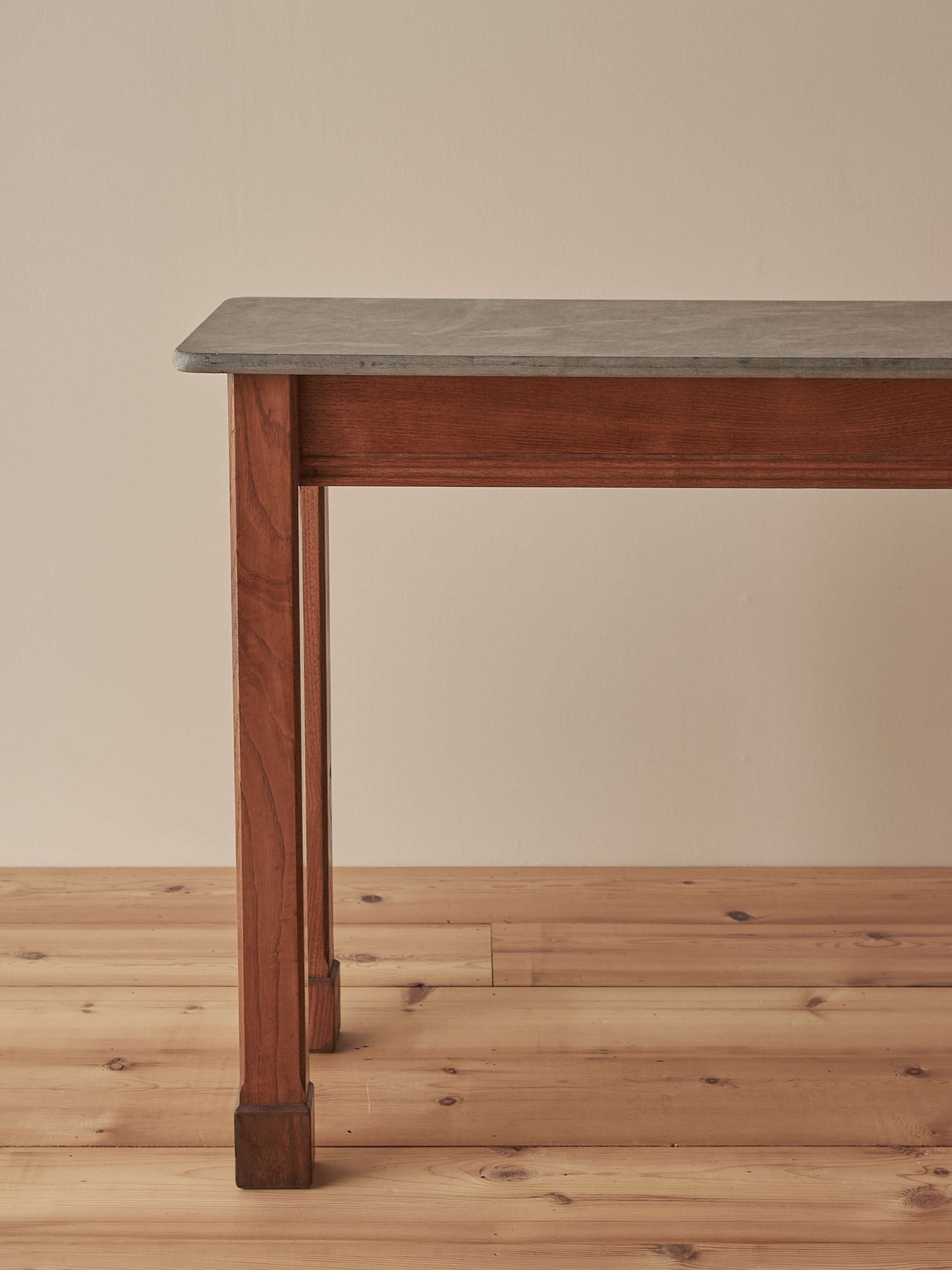 20th-century walnut console table with slate top