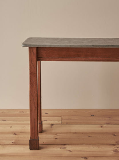 20th-century walnut console table with slate top