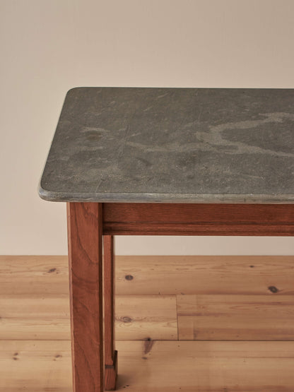 20th-century walnut console table with slate top
