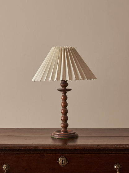 Vintage oak bobbin table lamp