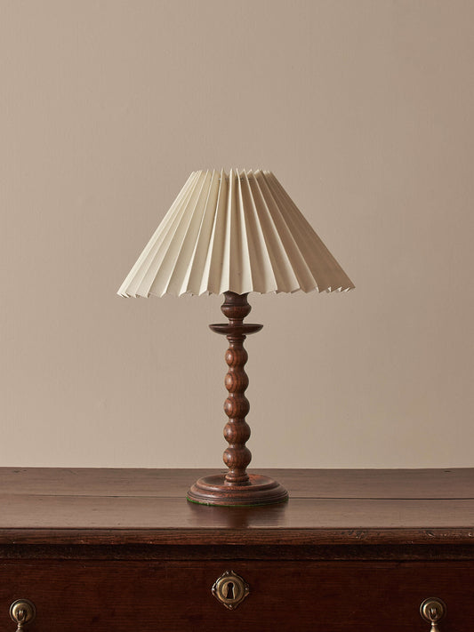 Vintage oak bobbin table lamp